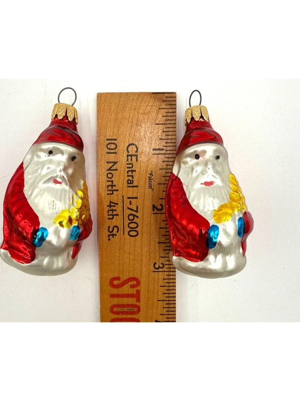 Hand-Painted Glass Santa Claus Christmas Ornaments Set Of 4 Retro Holiday